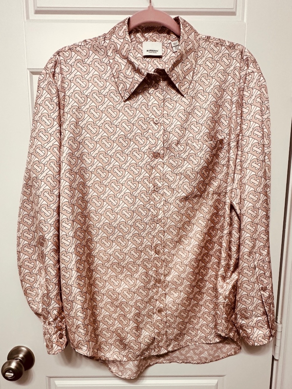 Burberrys Silk Juliette Blouse – Pale Copper Pink – Size US 8 – NWT